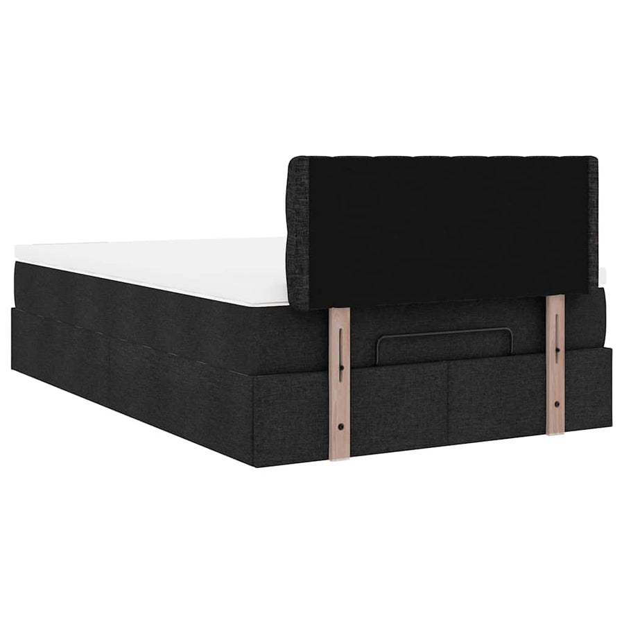 Ottoman bed met matras en LED's 120x200 cm stof zwart