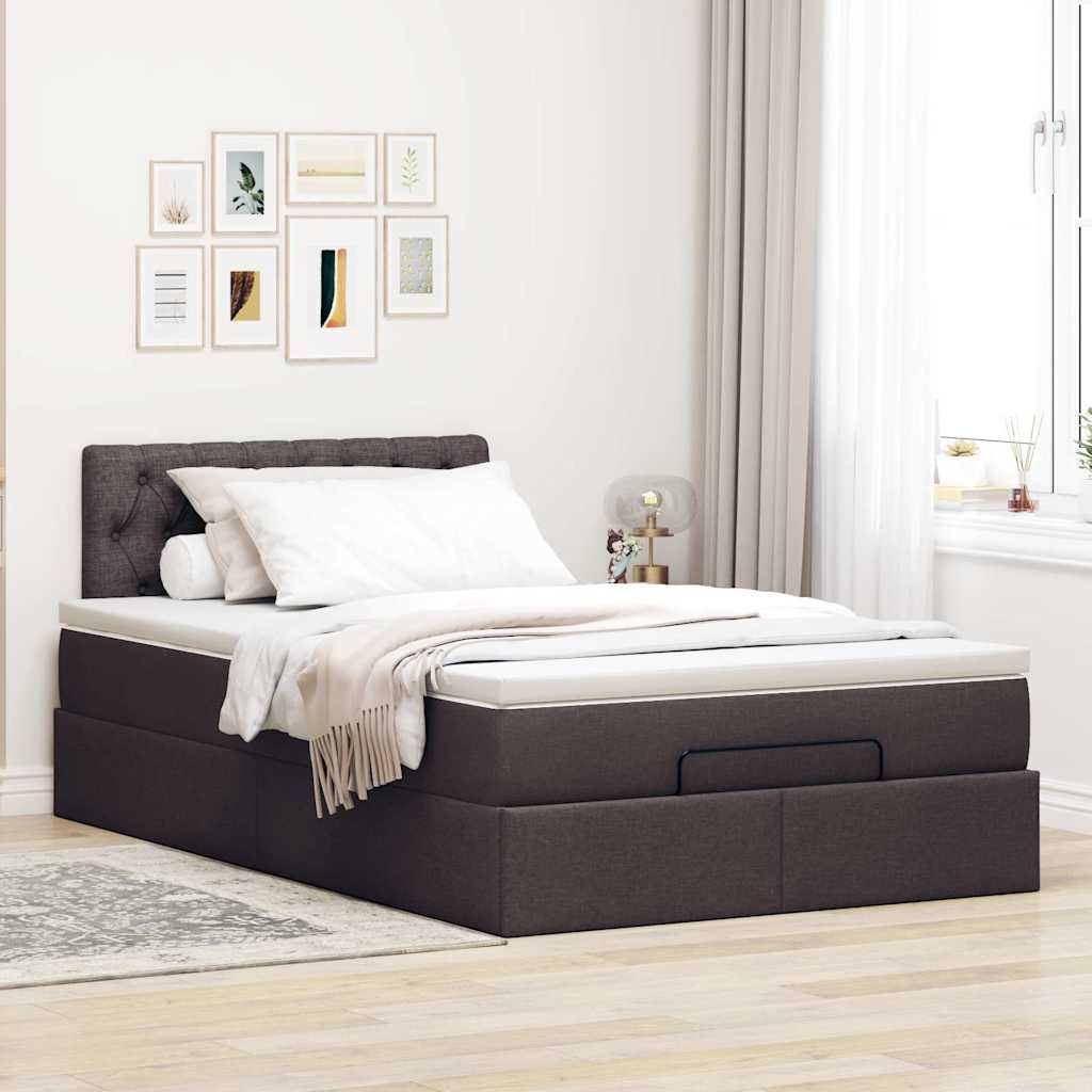 Ottoman bed met matras en LED's 120x200 cm stof donkerbruin