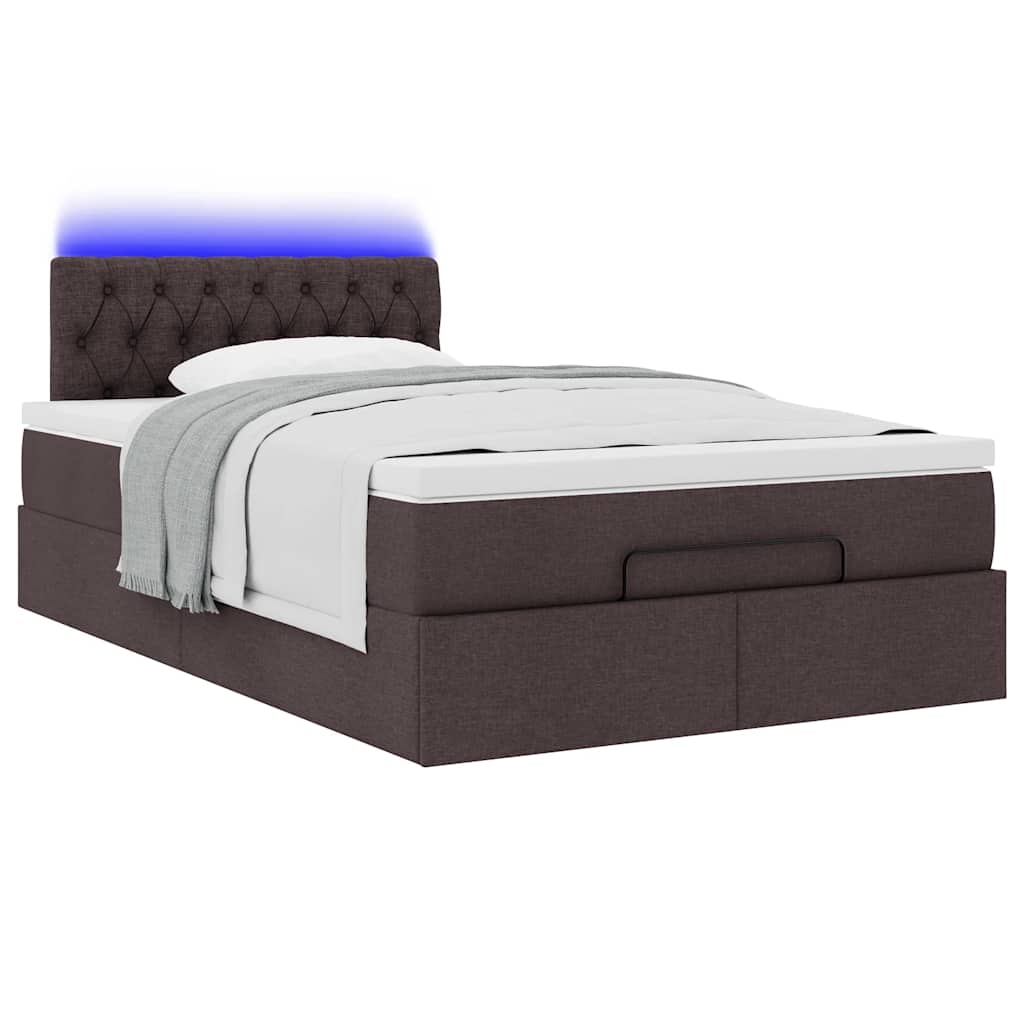 Ottoman bed met matras en LED's 120x200 cm stof donkerbruin