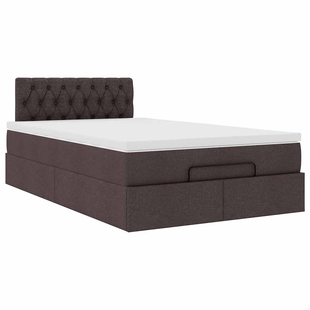 Ottoman bed met matras en LED's 120x200 cm stof donkerbruin