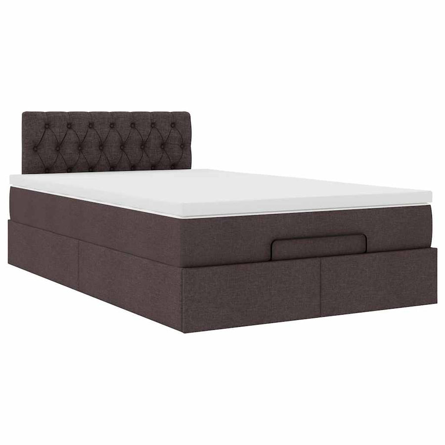 Ottoman bed met matras en LED's 120x200 cm stof donkerbruin
