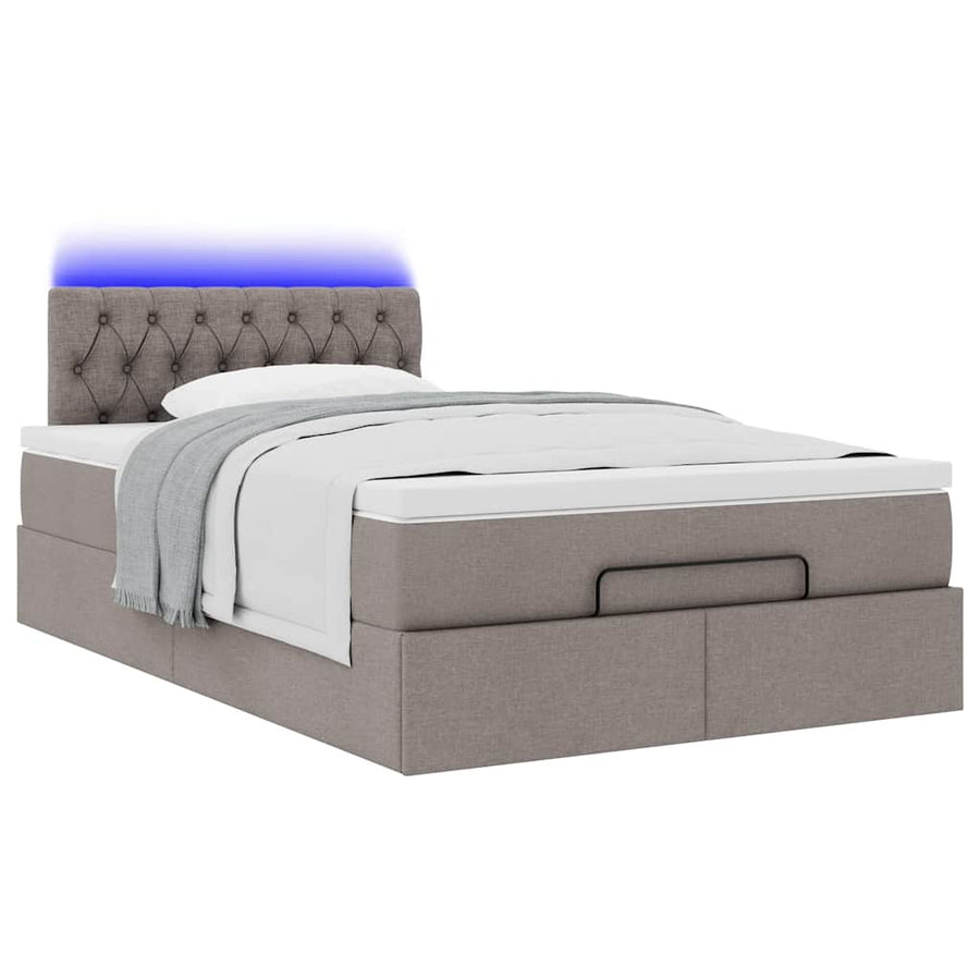 Ottoman bed met matras en LED's 120x200cm stof taupe