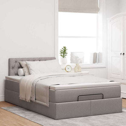 Ottoman bed met matras en LED's 120x200cm stof taupe