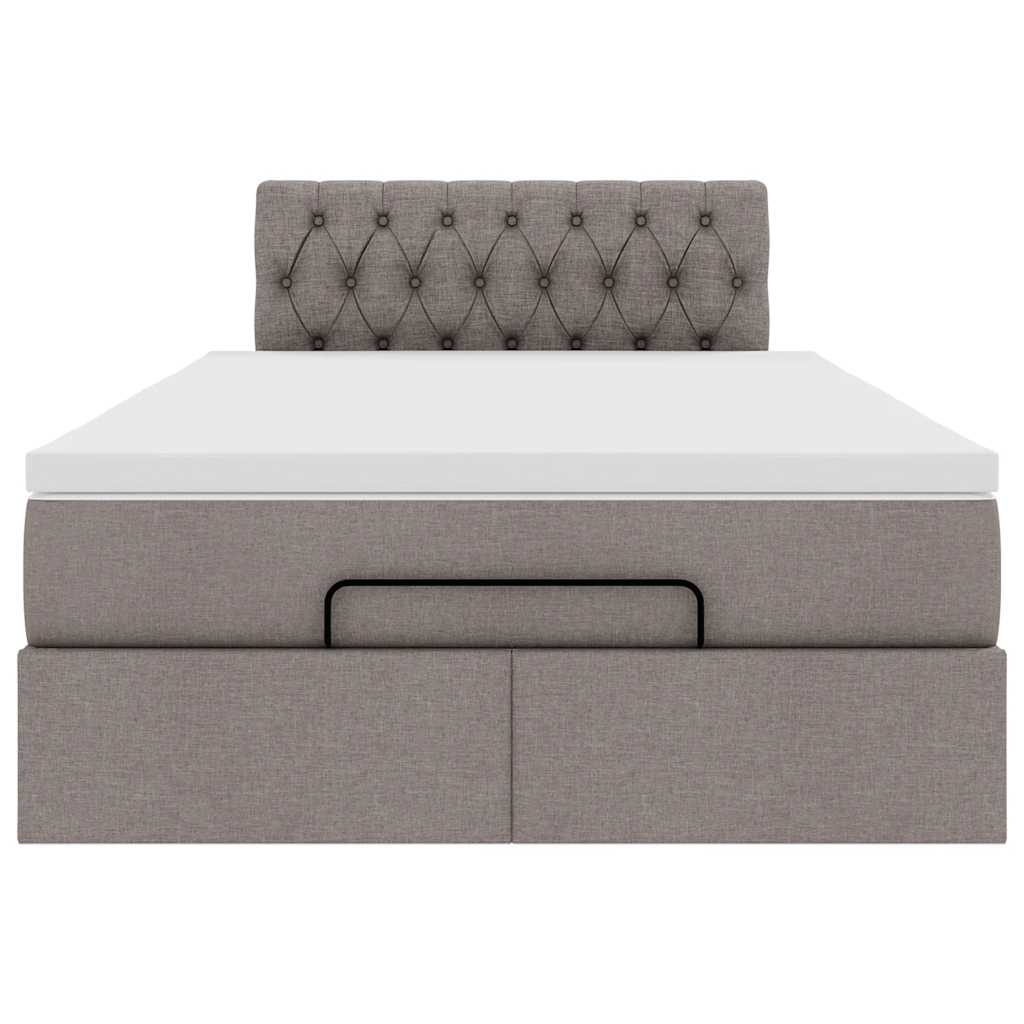 Ottoman bed met matras en LED's 120x200cm stof taupe