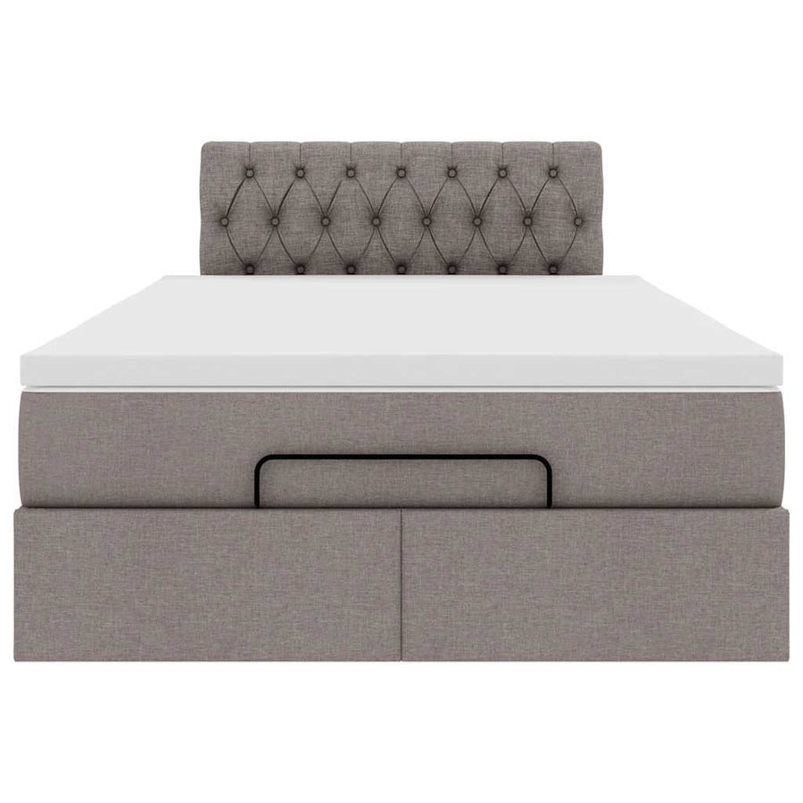 Ottoman bed met matras en LED's 120x200cm stof taupe