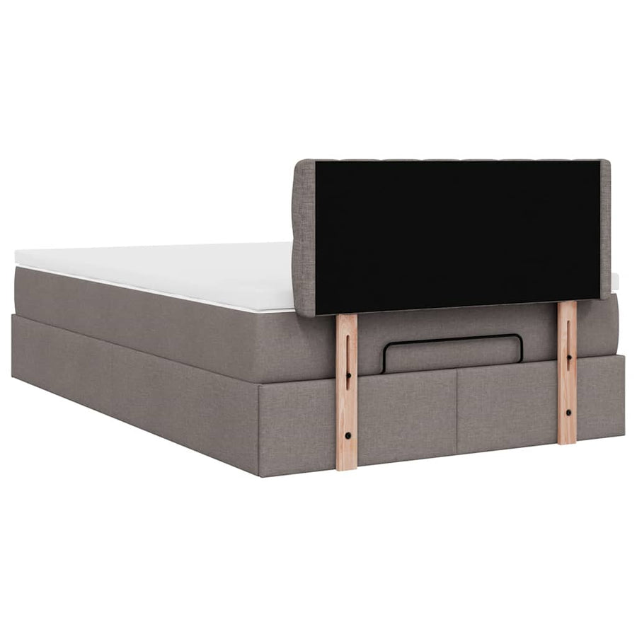 Ottoman bed met matras en LED's 120x200cm stof taupe