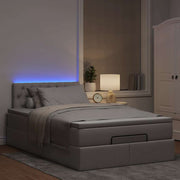 Ottomaans bed 120x200cm stof taupe met matras en LED