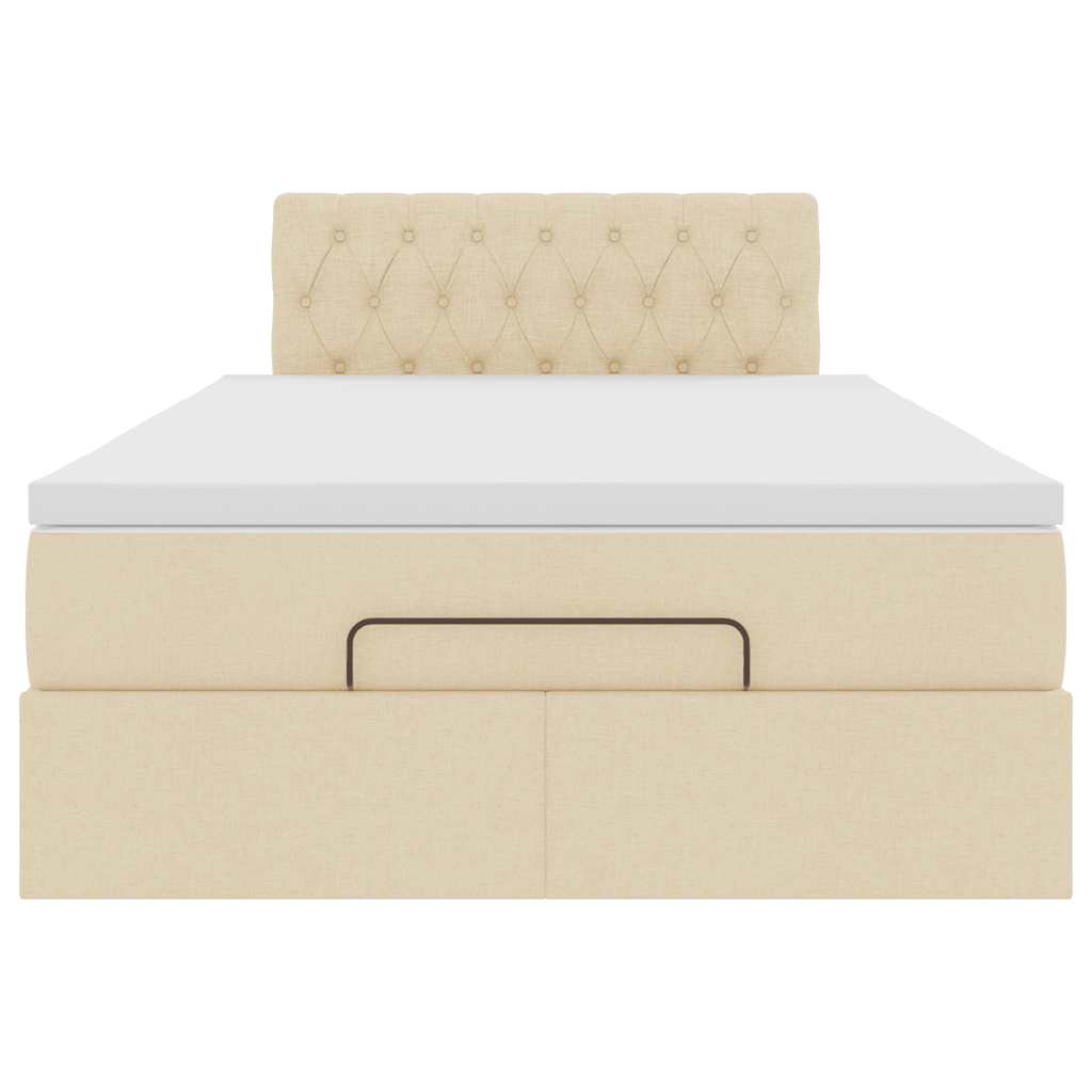 Ottoman bed met matras en LED's 120x200cm stof crèmekleurig
