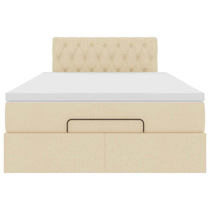 Ottoman bed met matras en LED's 120x200cm stof crèmekleurig
