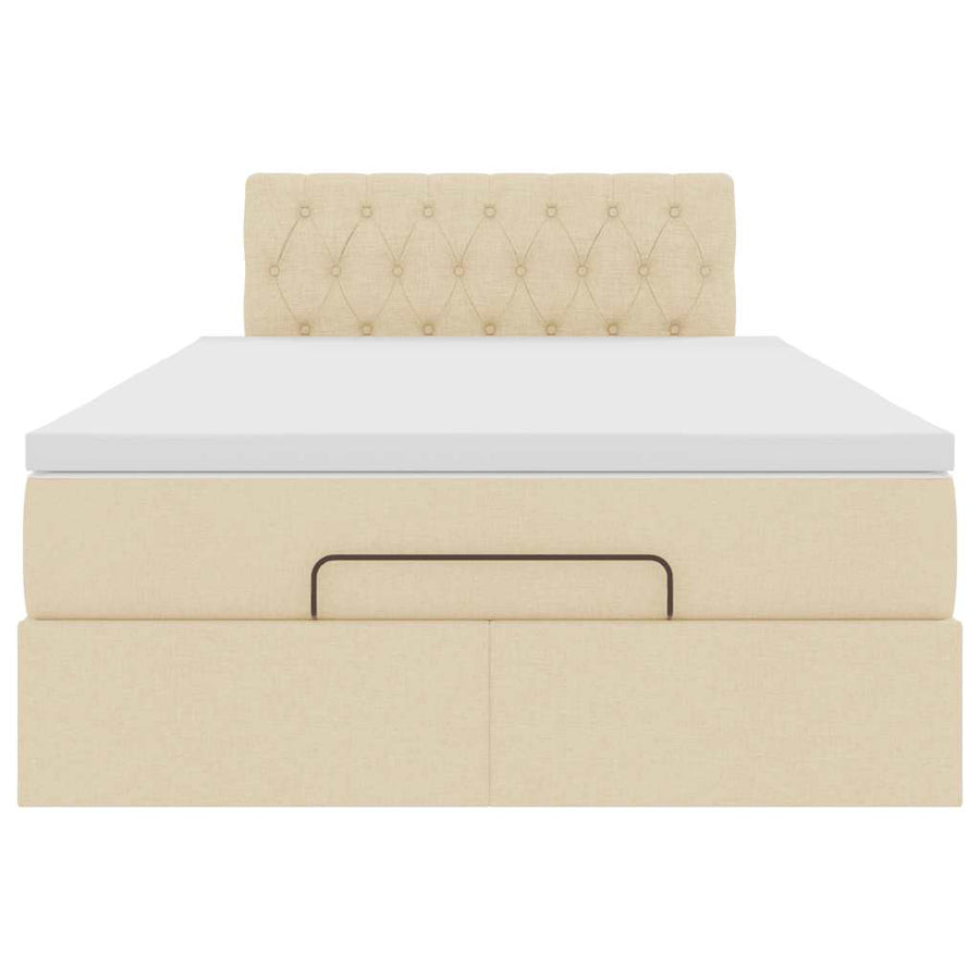 Ottoman bed met matras en LED's 120x200cm stof crèmekleurig
