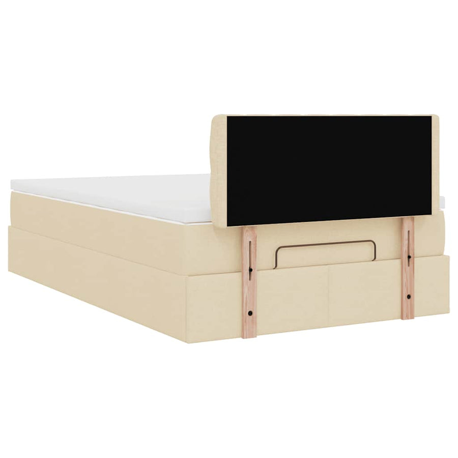 Ottoman bed met matras en LED's 120x200cm stof crèmekleurig