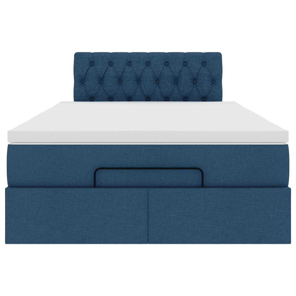 Ottoman bed met matras en LED's 120x200 cm stof blauw