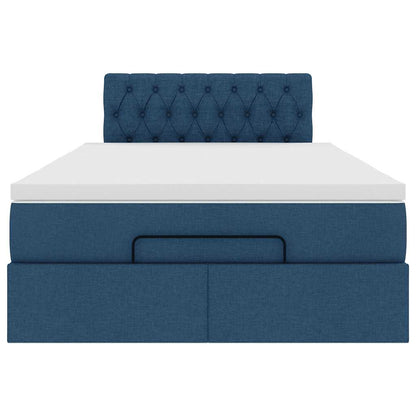 Ottoman bed met matras en LED's 120x200 cm stof blauw