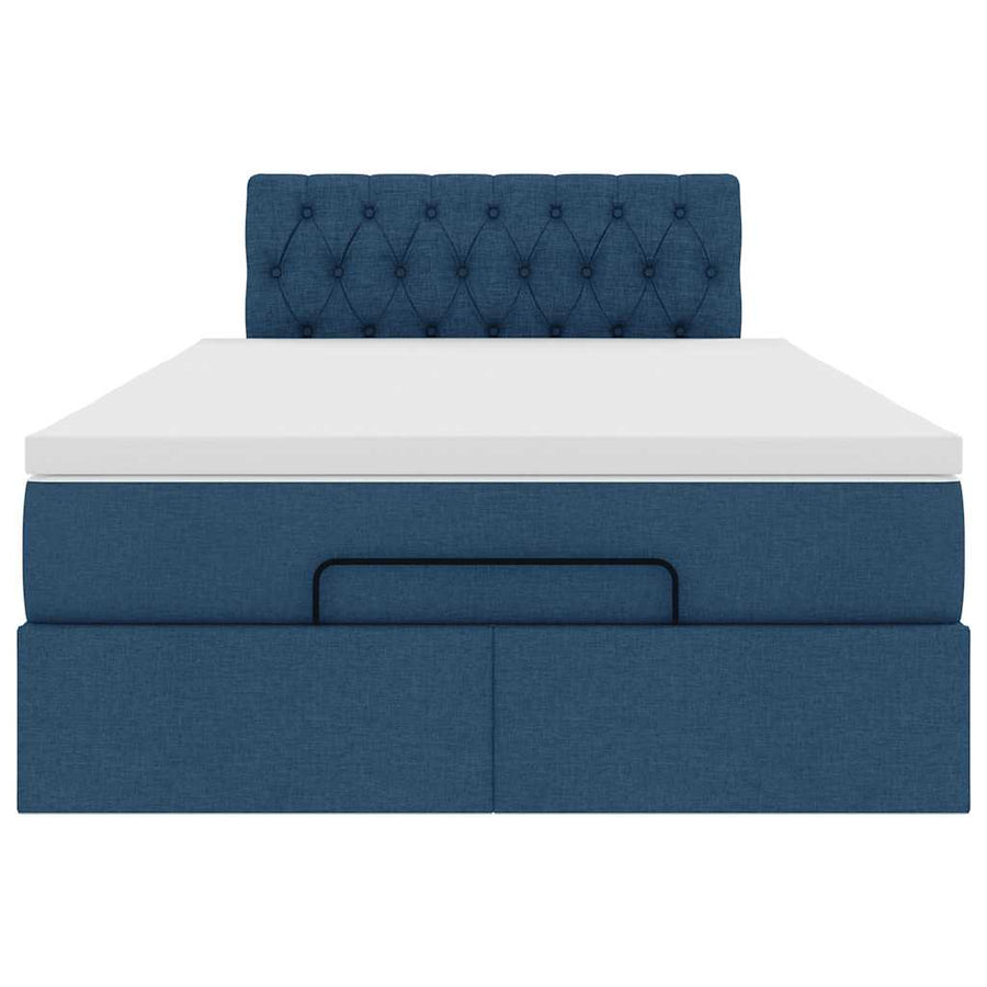 Ottoman bed met matras en LED's 120x200 cm stof blauw