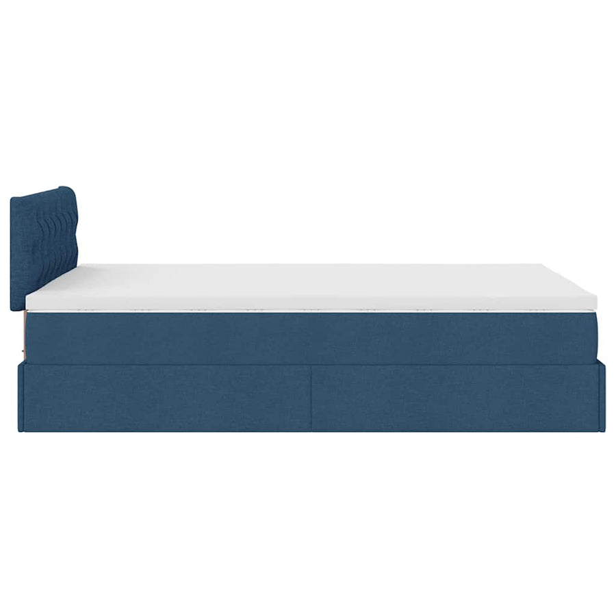 Ottoman bed met matras en LED's 120x200 cm stof blauw