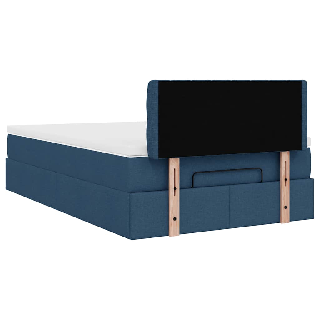 Ottoman bed met matras en LED's 120x200 cm stof blauw