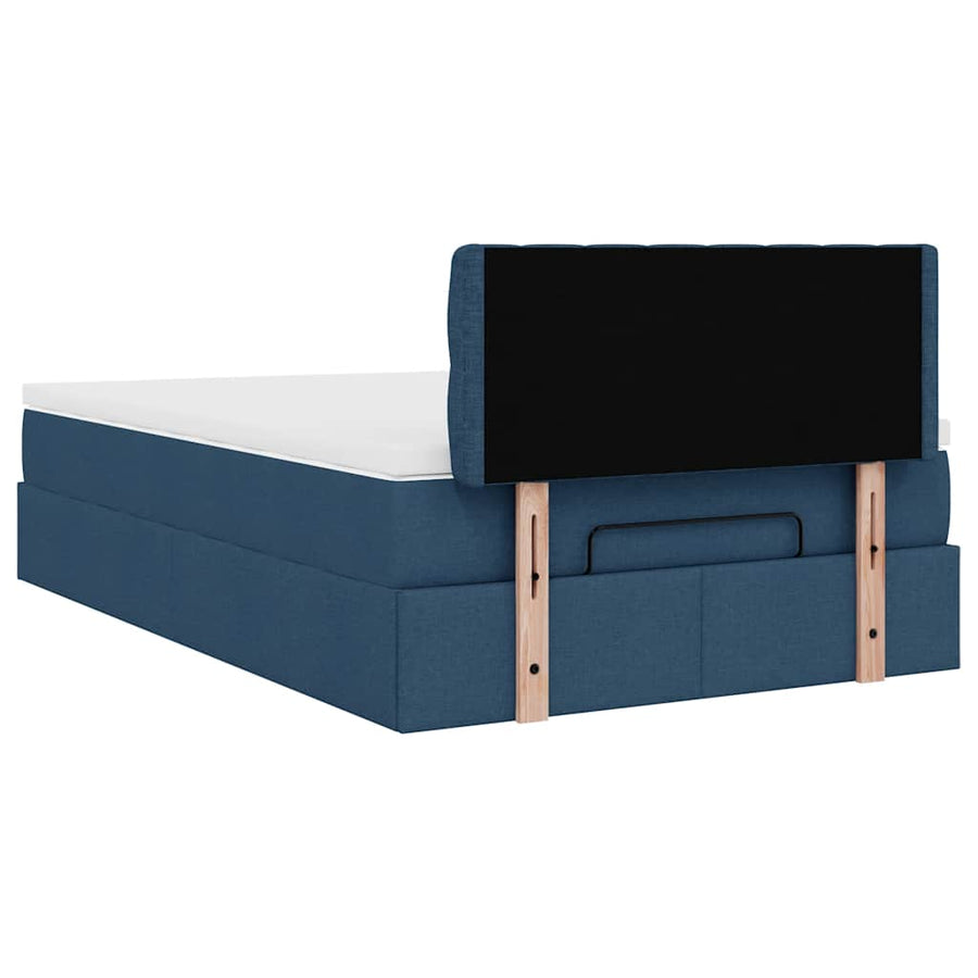 Ottoman bed met matras en LED's 120x200 cm stof blauw