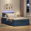 Bed poef met matras en LED's 120x200 cm stof blauw