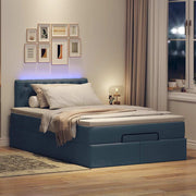 Bed 120x200 cm stof blauw met matras en LED