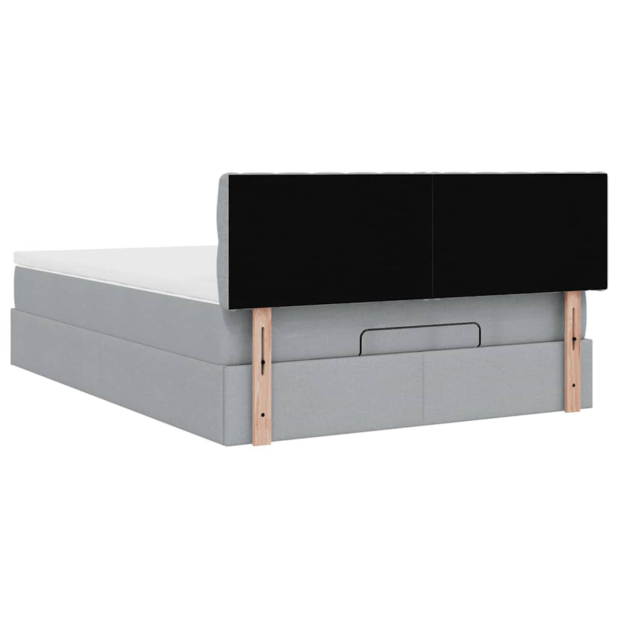 Bed poef met matras en LED's stof 140x190 cm lichtgrijs