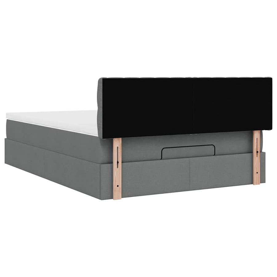 Bed poef met matras en LED's stof 140x190 cm donkergrijs