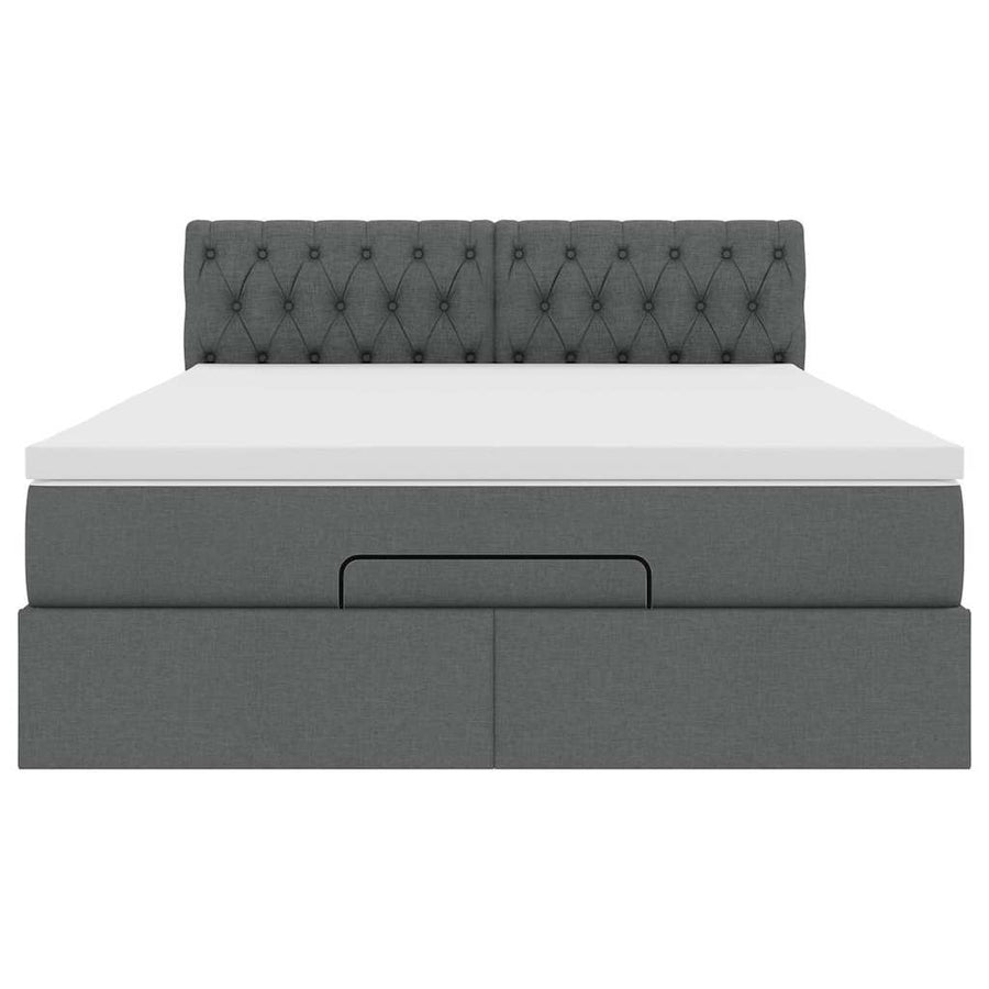 Bed poef met matras en LED's stof 140x190 cm donkergrijs