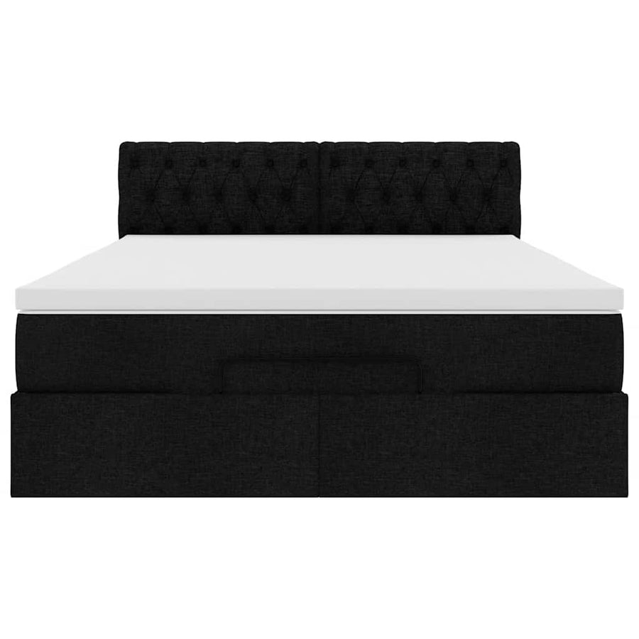 Bed poef met matras en LED's stof 140x190 cm zwart