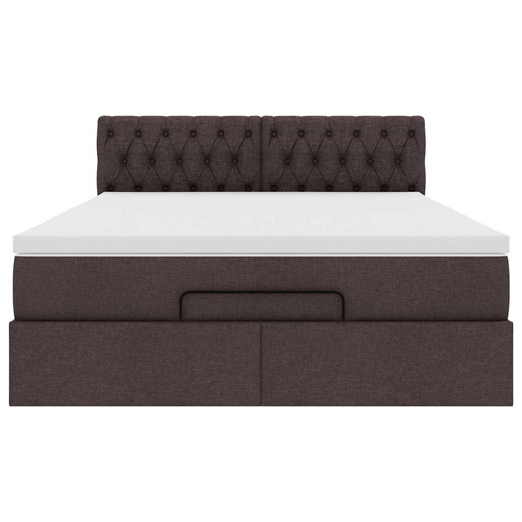Bed poef met matras en LED's 140x190 cm stof donkerbruin