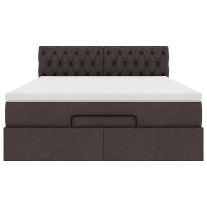 Bed poef met matras en LED's 140x190 cm stof donkerbruin