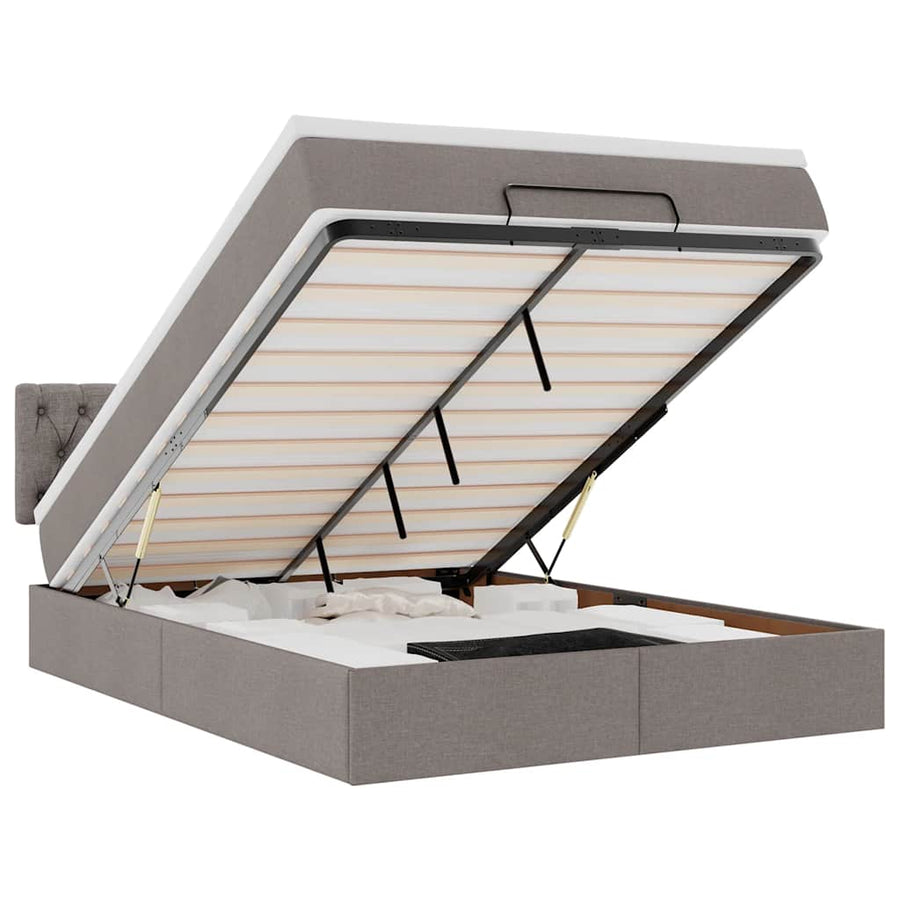 Bed Poef Met Matras En Led's Stof 140 x 190 cm Taupe