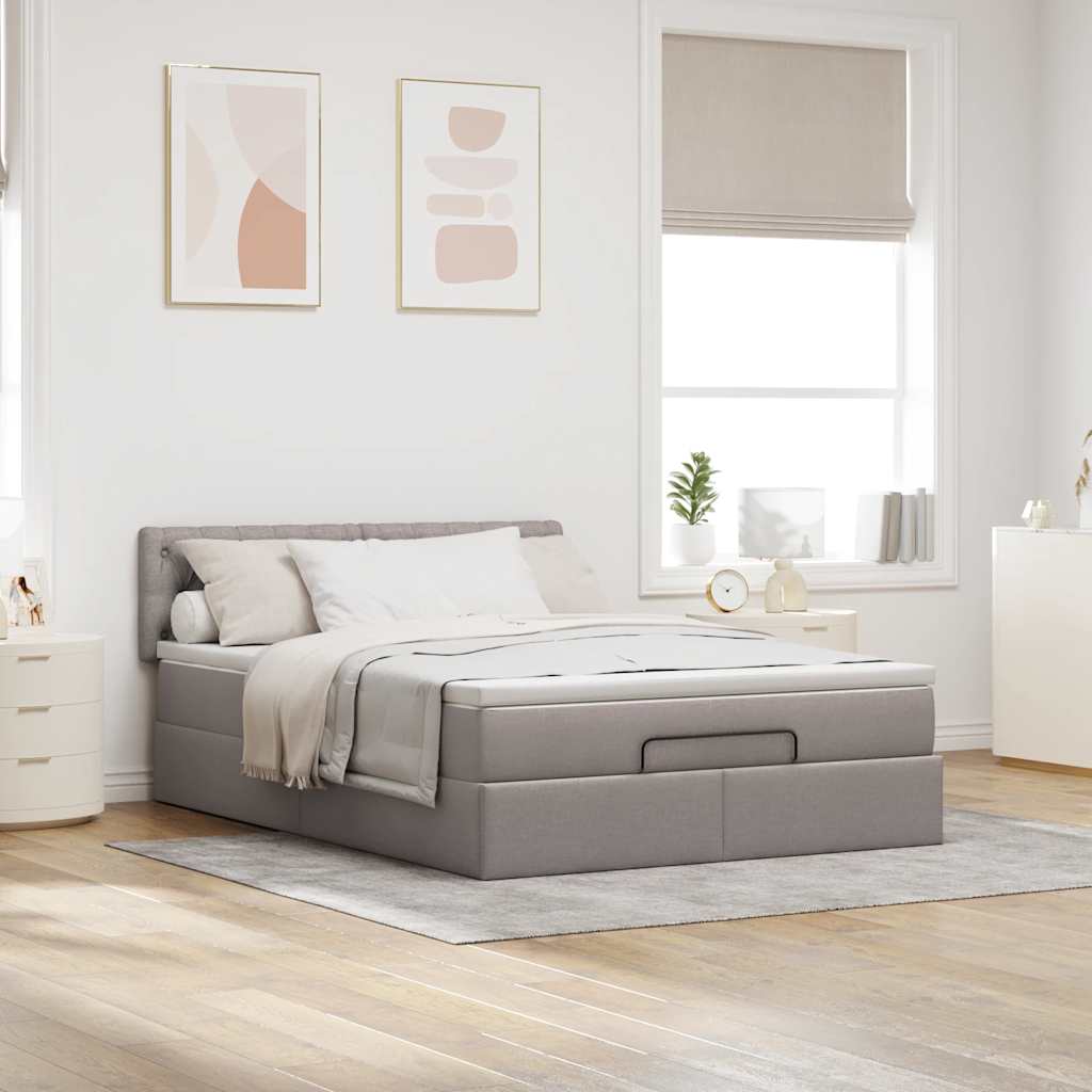 Bed Poef Met Matras En Led's Stof 140 x 190 cm Taupe