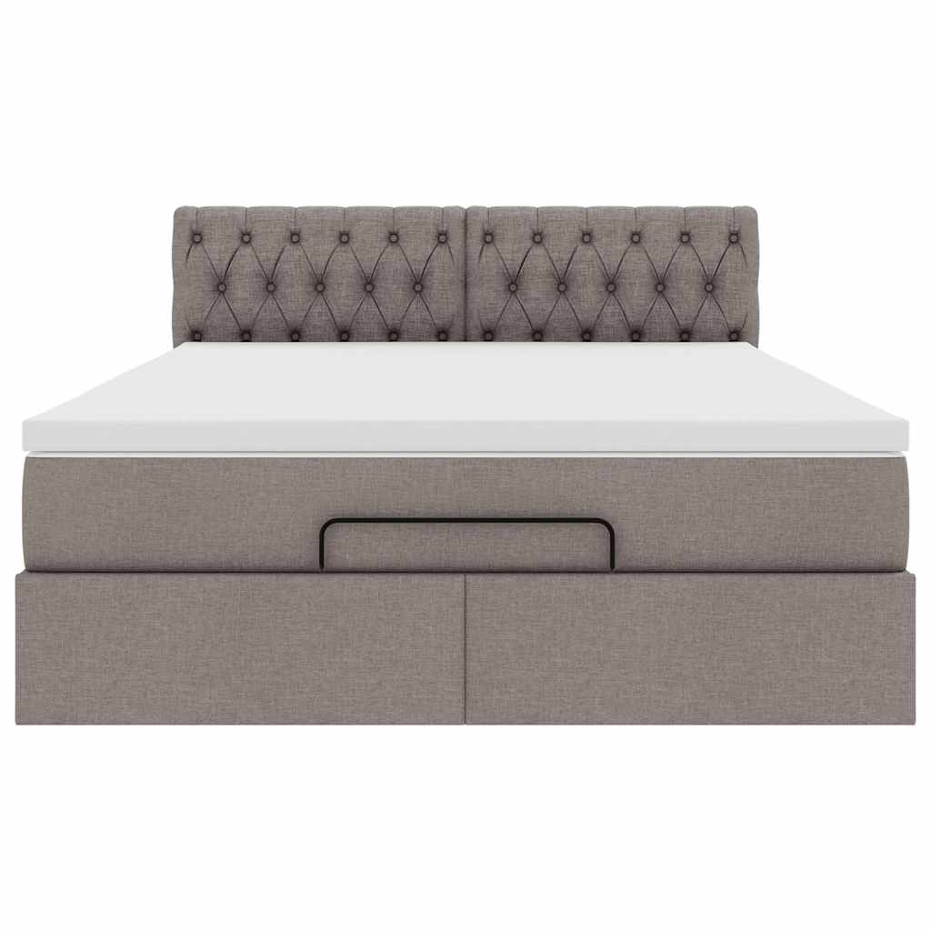 Bed Poef Met Matras En Led's Stof 140 x 190 cm Taupe