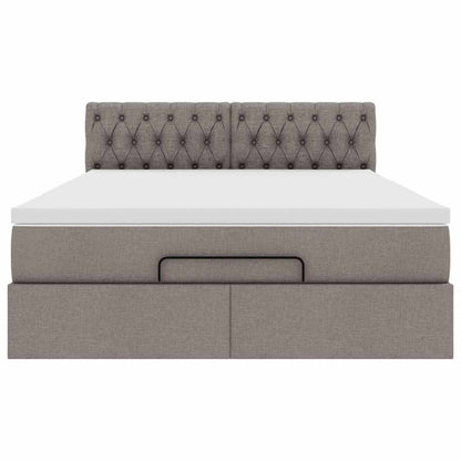 Bed Poef Met Matras En Led's Stof 140 x 190 cm Taupe