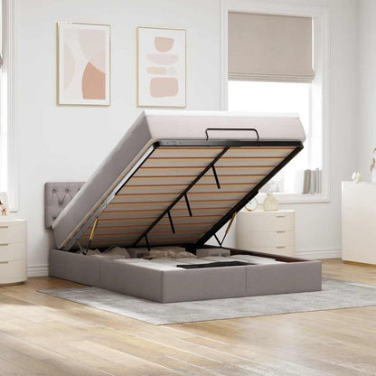 Bed Poef Met Matras En Led's Stof 140 x 190 cm Taupe