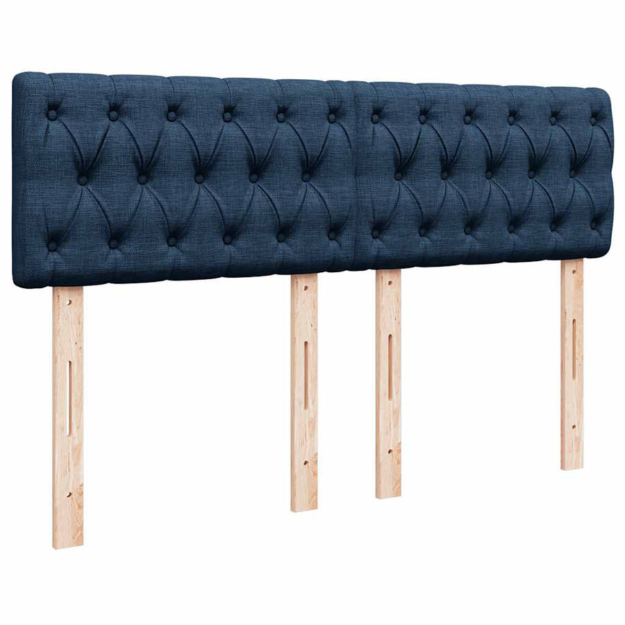 Bed poef met matras en LED's stof 140x190 cm blauw