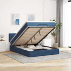 Bed pouf with mattress and LEDs fabric 140x190 cm blue