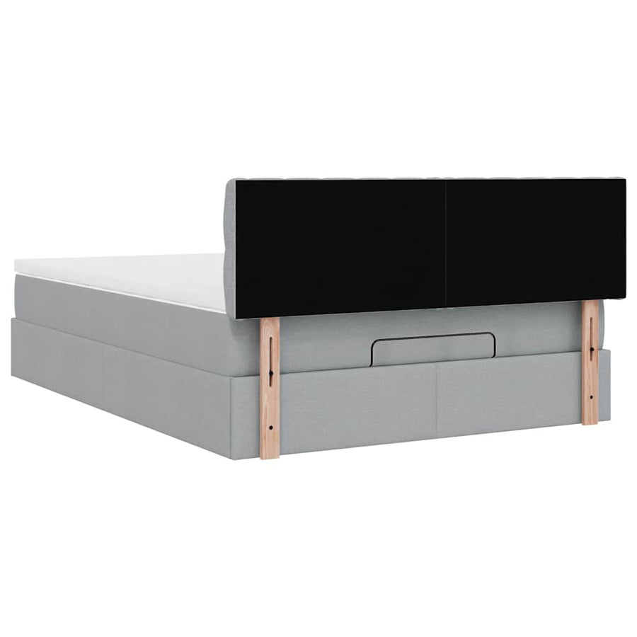 Ottoman bed met matras en LED's 140x200cm stof lichtgrijs