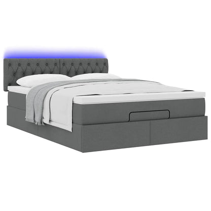 Ottoman bed met matras en LED's 140x200 cm stof donkergrijs