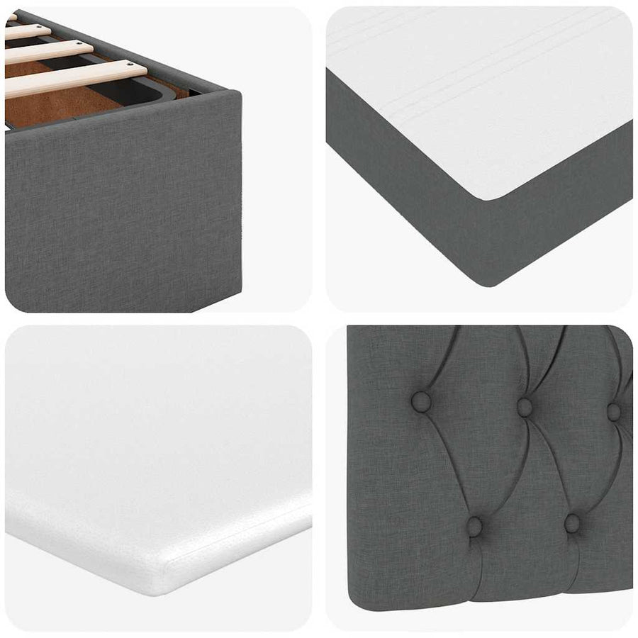 Ottoman bed met matras en LED's 140x200 cm stof donkergrijs