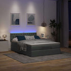 Ottoman bed with mattress and LEDs 140x200 cm fabric dark gray