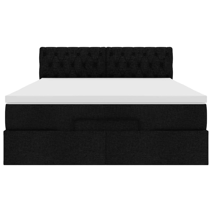 Ottoman bed met matras en LED's 140x200 cm stof zwart