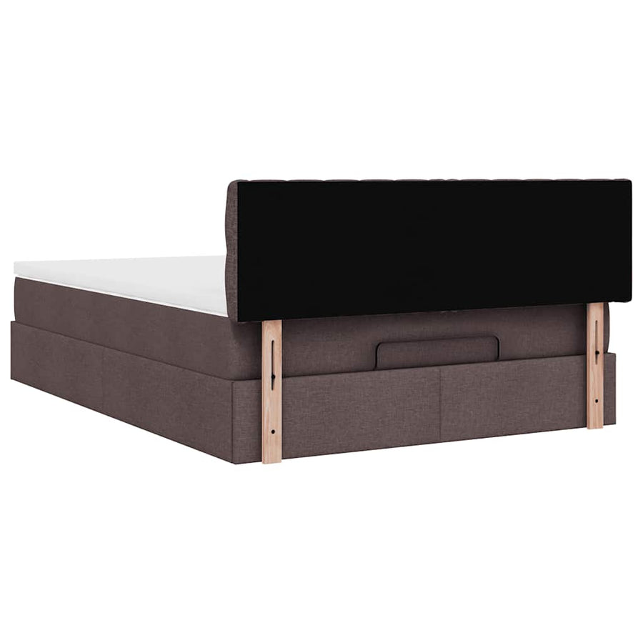 Ottoman bed met matras en LED's 140x200cm stof donkerbruin