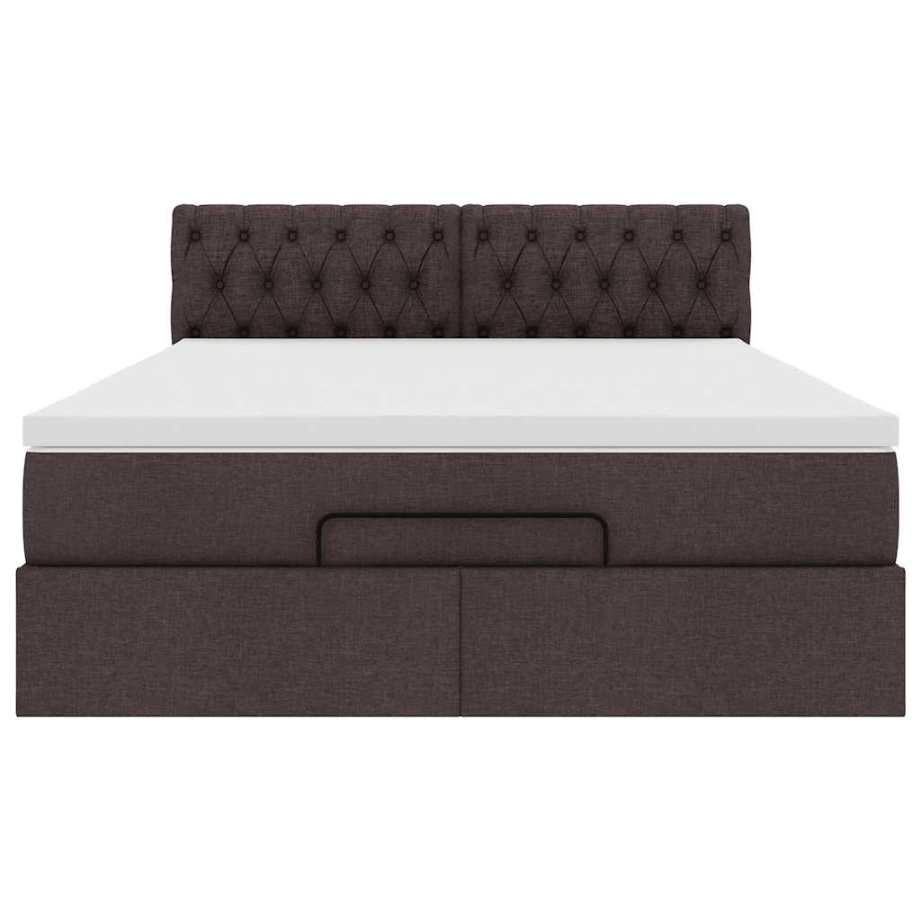 Ottoman bed met matras en LED's 140x200cm stof donkerbruin
