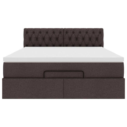 Ottoman bed met matras en LED's 140x200cm stof donkerbruin