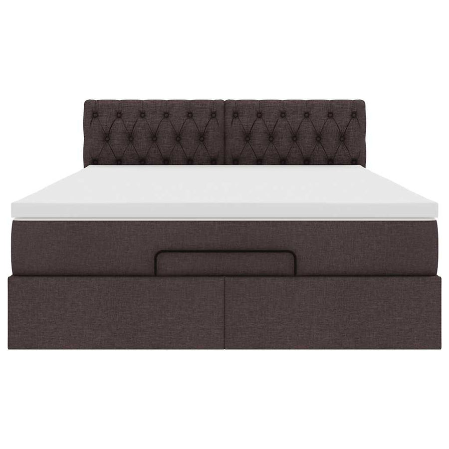Ottoman bed met matras en LED's 140x200cm stof donkerbruin