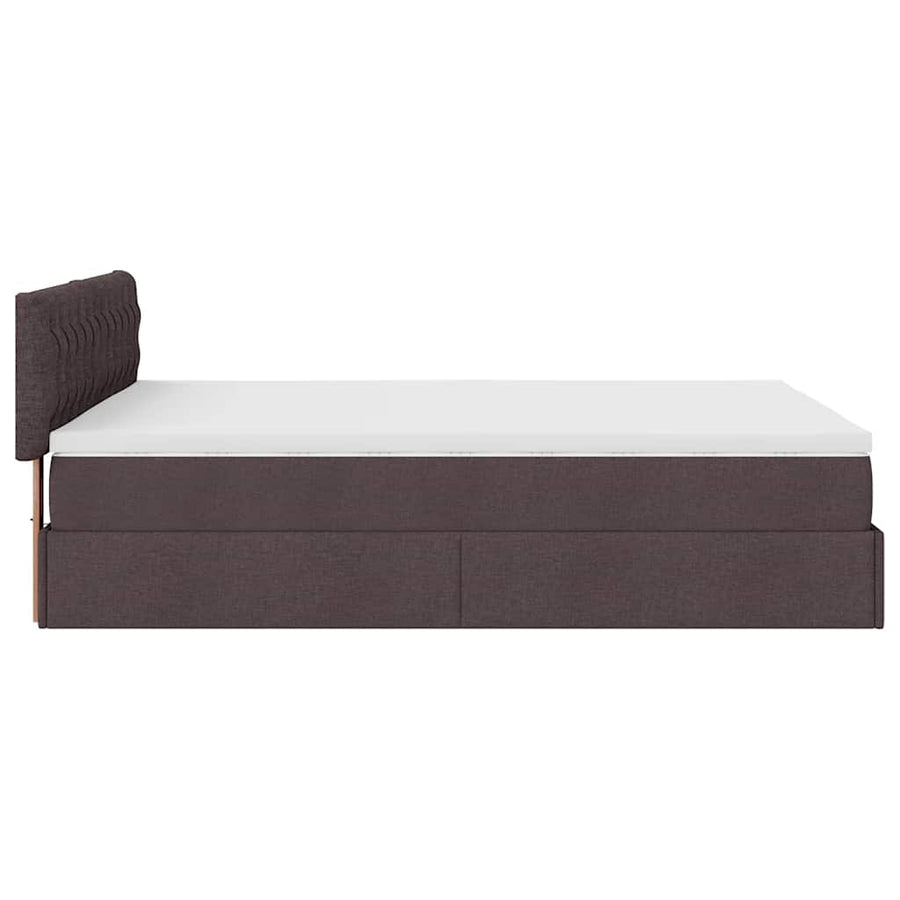 Ottoman bed met matras en LED's 140x200cm stof donkerbruin