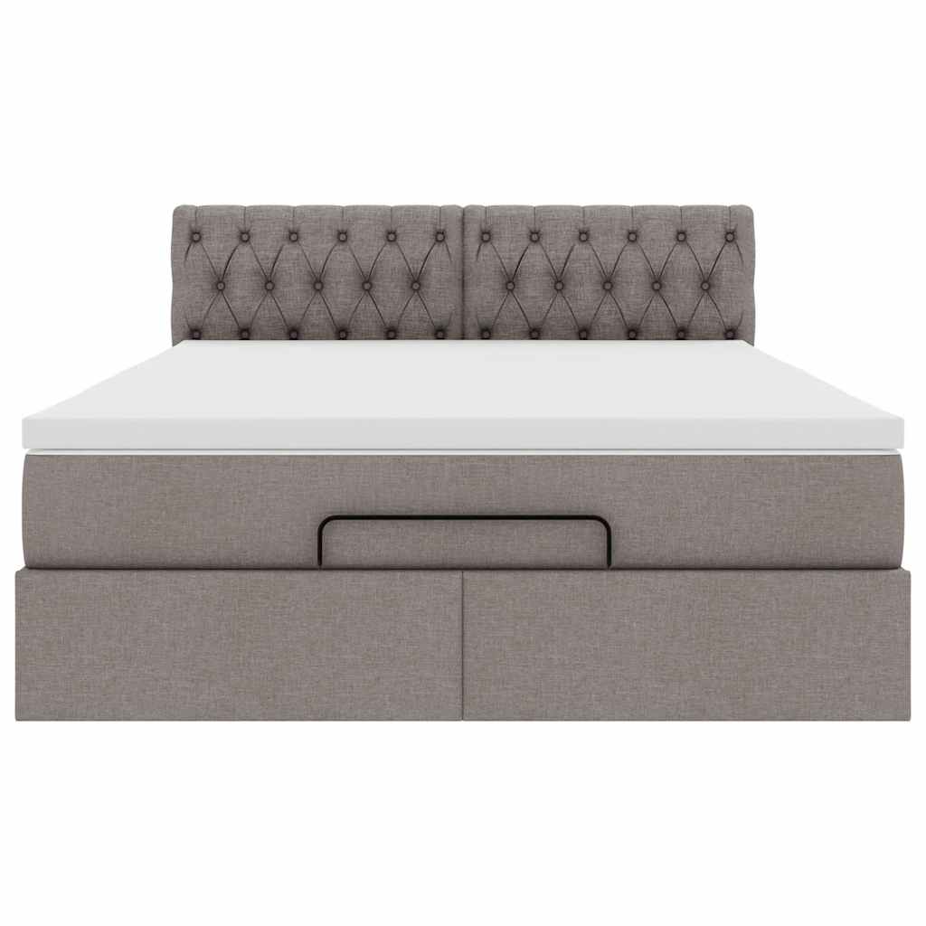 Ottoman bed met matras en LED's 140x200 cm stof taupe