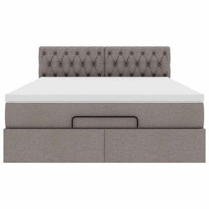 Ottoman bed met matras en LED's 140x200 cm stof taupe