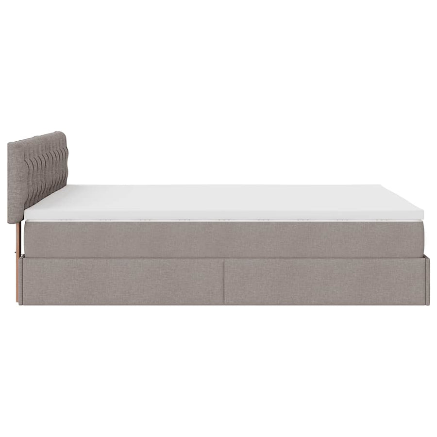 Ottoman bed met matras en LED's 140x200 cm stof taupe