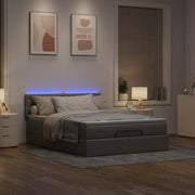 Bed pouf with mattress and LEDs 140x200 cm fabric taupe